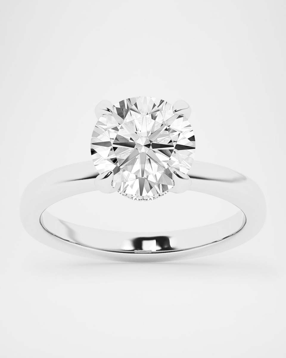 Lab Grown Diamond 18K White Gold Round Solitaire Ring, 2.56tcw, Size